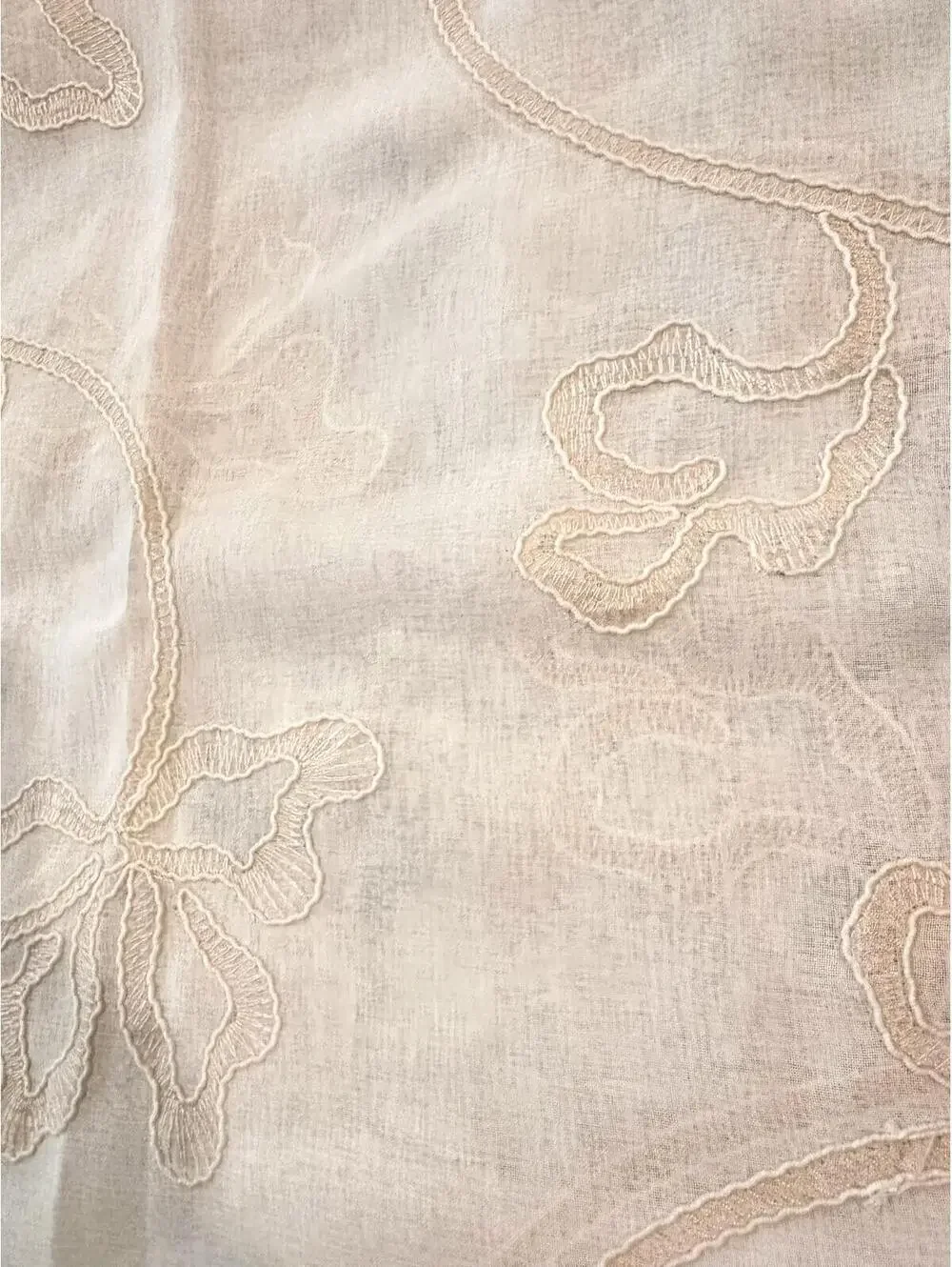 Porch & Den Supreme Embroidered Floral Semi-Sheer Rod Pocket Panel 50 × 95 Ivory
